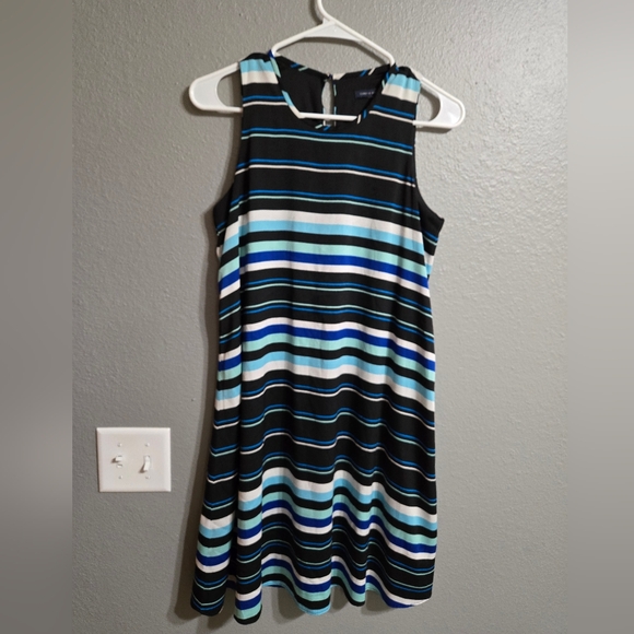 Tommy Hilfiger Blue Striped Trapeze Dress Size 8 - Picture 1 of 16
